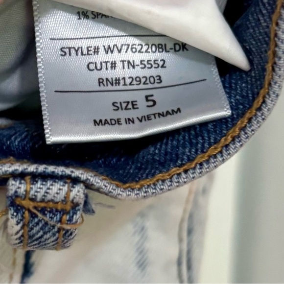 Cello| Blue & White Straight Leg High Waist Denim Jeans Sz 5/6 - Picture 7 of 8
